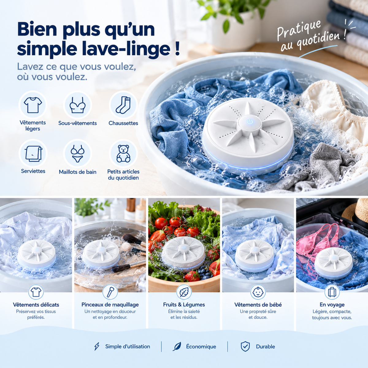 Machine à Laver Portable pour Vaisselle & Linge